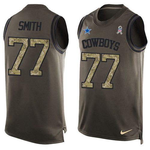 Nike Cowboys #77 Tyron Smith Green Men's Stitched NFL Limited Salute To Service Tank Top Jersey - Click Image to Close